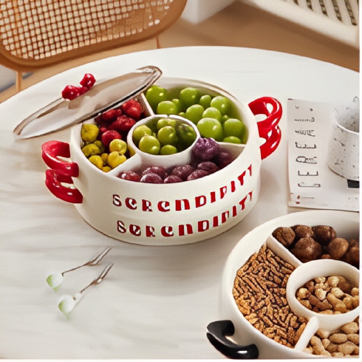 Desktop Compartment Dry Fruit Snack Plate - Nut Serving Tray Malaysia Wholesale
